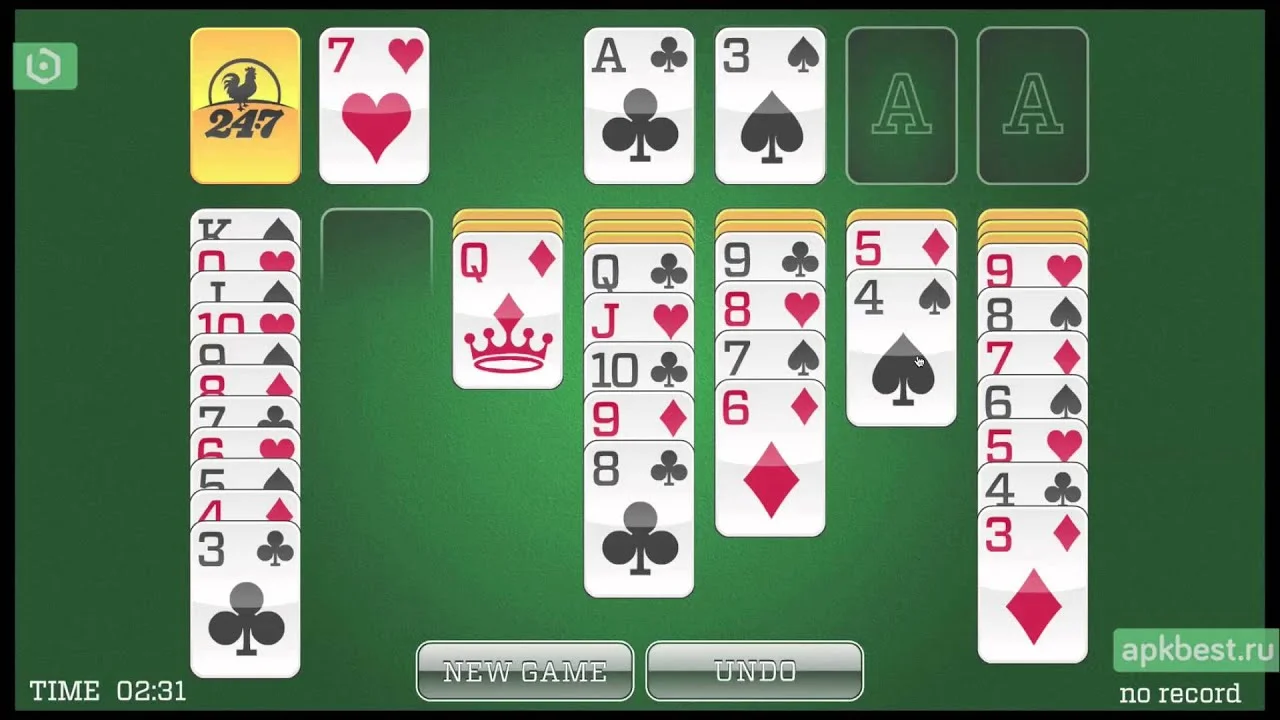 Forty thieves solitaire green felt